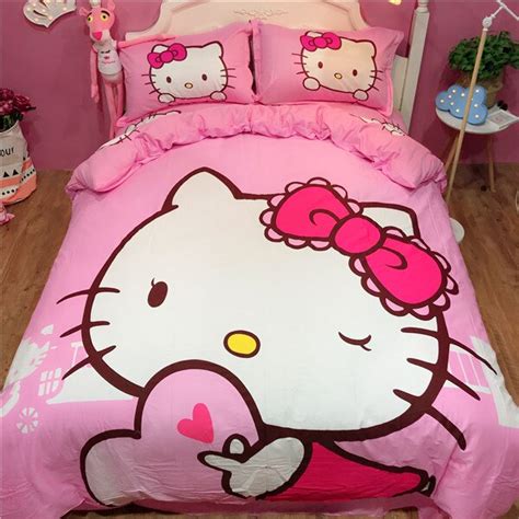 Cartoon Hello Kitty Bedding Set Single Twin Queen 3pcs4pcs Bedding Set