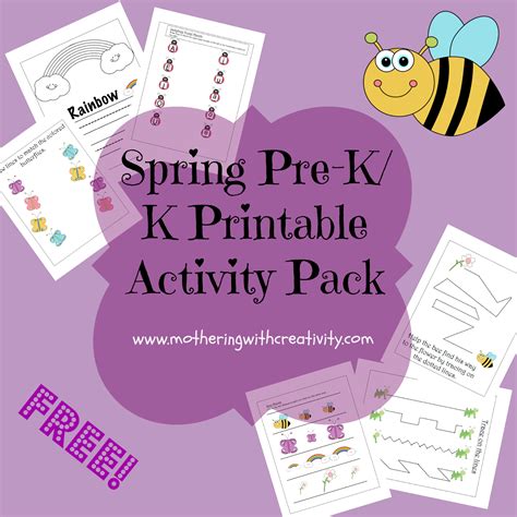 Mothering With Creativity Free Spring Pre Kk Printable Activity Pack