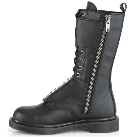 bolt 345 mens gothic combat boots knee high vegan leather black