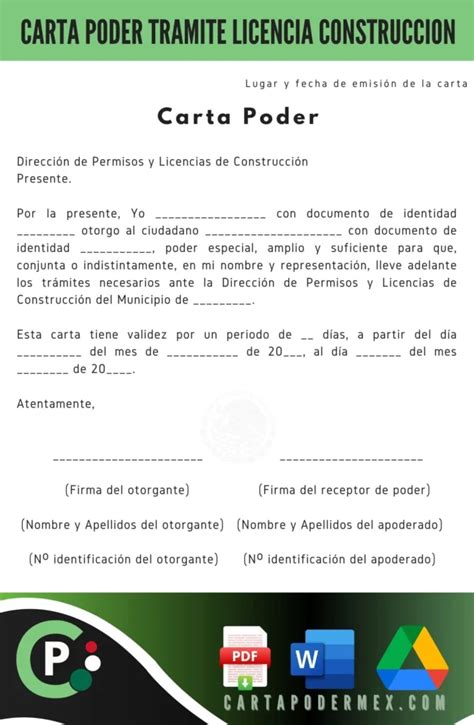 Carta Poder Para Tramites De Licencia Construcción Gratis ️