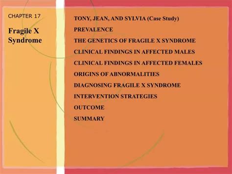 Ppt Chapter 17 Fragile X Syndrome Powerpoint Presentation Free Download Id665792