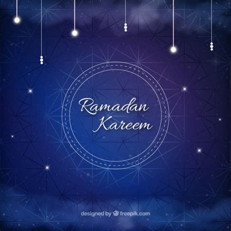 Blue Geometric Ramadan Background With Bright Ornaments Vector Free