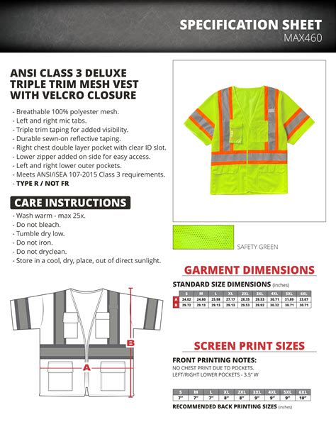Class 3 safety vest with logo. #MAX460 Class 3 Deluxe Mesh Safety Vest, Velcro Front ...