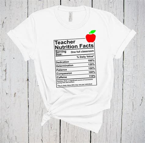 Teacher Nutrition Facts Teacher Shirt Funny Teacher Etsy