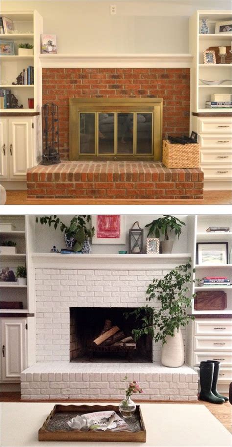 Can't decide whether to paint your exposed brick wall or leave it natural? Fireplace - before and after - painted brick