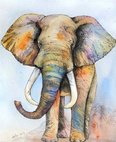 Ooak 8x10 Original Watercolor Elephant Art Nursery Etsy Watercolor