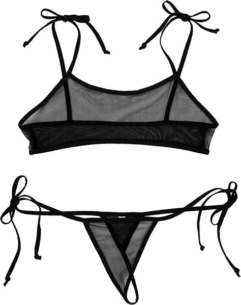 Buy Iefiel Women See Through Micro Bikini Mesh Micro Bra Top With G