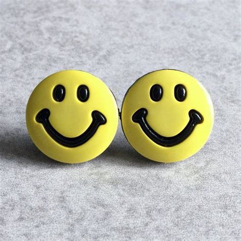 Smiley Face Earrings Silver Plated Stud Posts 20mm Button Cabochons