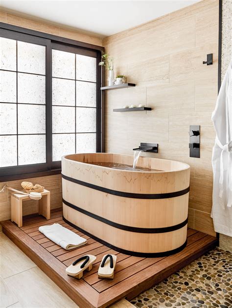 Each ofuro tub is custom made and painstakingly crafted from the finest, hand selected woods available. Stonehouse Japanese Ofuro tub made of aromatic Hinoki wood ...