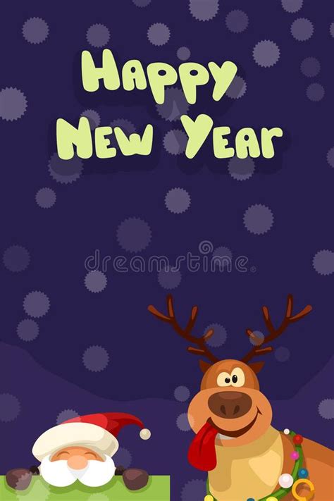 Funny Santa Claus And Reindeer Cartoon Characters Stock Vector Illustration Of Cold Season