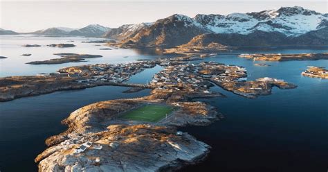 Amazing Soccer Pitch In Lofoten Islands Norway Europe