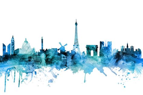 Paris France Skyline Digital Art By Michael Tompsett Pixels