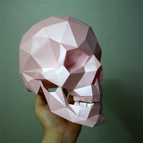 Skull Paper Craft Paper Objet Realistic Low Poly 3d Etsy