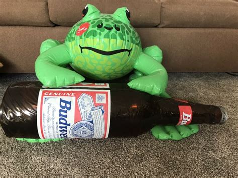 Budweiser Inflatable Frog And Bud Bottle 31 Long And 18 High Rarely