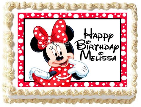 There are tons of minnie mouse party ideas where you can find inspiration for decorations, food, party favors. Edible MINNIE MOUSE image cake Topper 1/4 sheet (10.5" x 8")