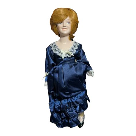 VINTAGE PRINCESS DIANA Doll Fine Porcelain Stuffed Doll With Blue Dress