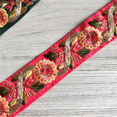 Embroidered Indian Trim By The Yard Indian Fabric Trim Sari Etsy