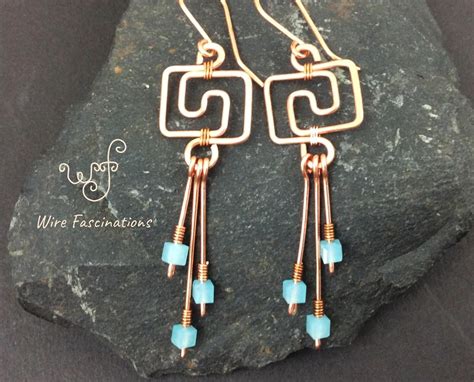 These Handmade Copper Earrings Are A Geometric Greek Key Design With