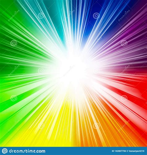 Bright Rainbow Background Rays Flash White Center Rays