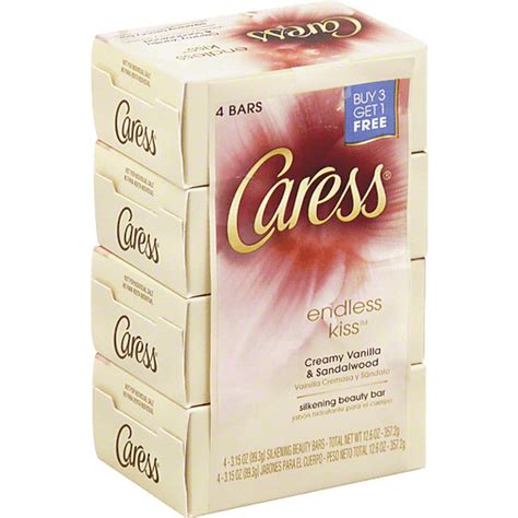Caress Endless Kiss Soap Bars Creamy Vanilla And Sandalwood 4 Ct