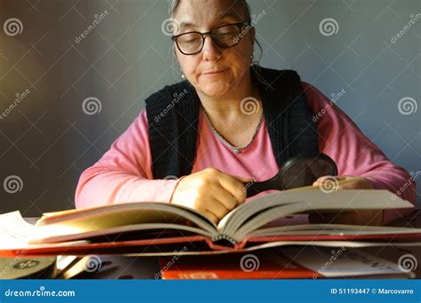 Lady Reading Stock Image Image Of Glasses Indoor Lady 51193447