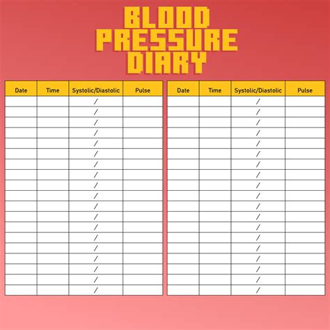 Printable Blood Pressure Record Chart Nelotrendy