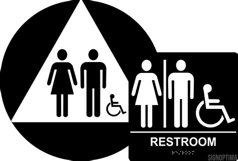 ada compliant gender neutral restroom braille sign bundle ca 24 signoptima™️ in 2022 door