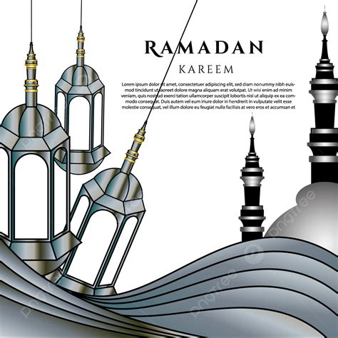 Ilustrasi Ucapan Ramadhan Hitam Dan Putih Ramadan Islamik Arab Png