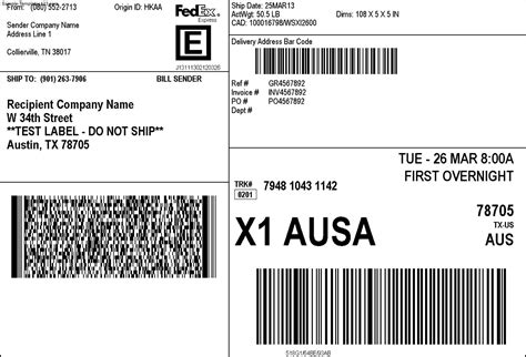 Use these types of label design templates to design the labels. Fedex Shipping Label - Sample Templates - Sample Templates