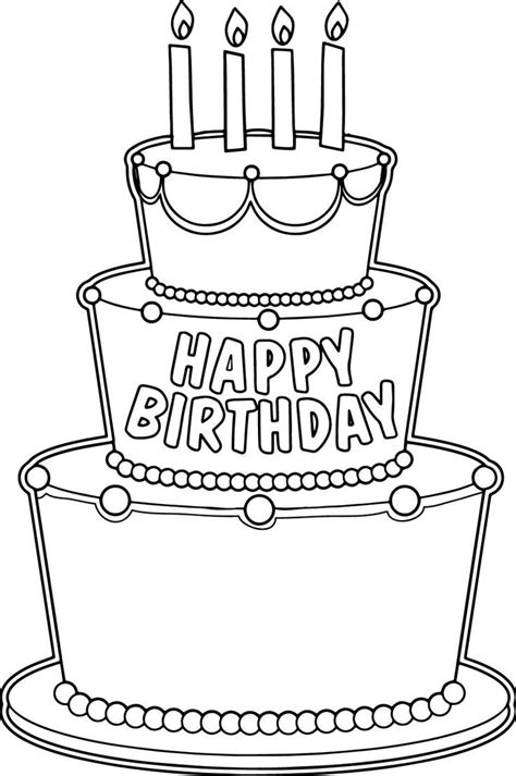 Big Birthday Cake Coloring Page | Birthday coloring pages, Big birthday cake, Happy birthday