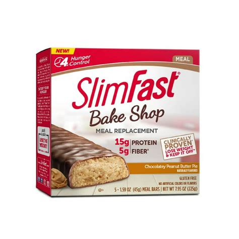 Slimfast Bake Shop Chocolatey Peanut Butter Pie Meal Replacement Bar 1