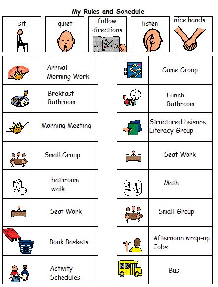 Free Printable Visual Schedules For Autism