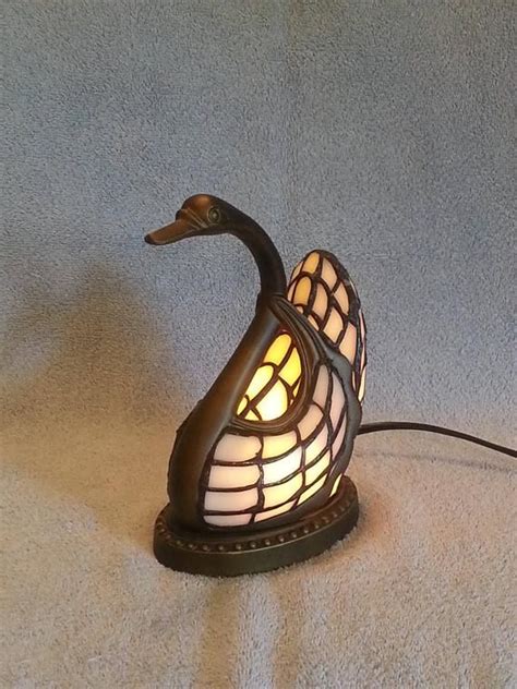 Stained Glass Swan Lamp Accent Lamp Nightlight Etsy Night Light