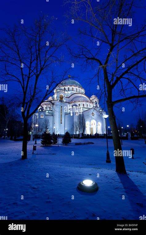 Belgrade Winter Night St Sava Temple Stock Photo Alamy