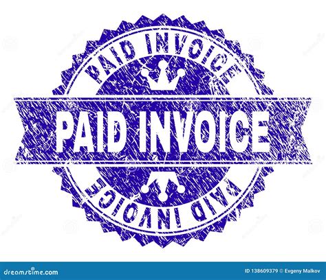 Scratched Textured Paid Invoice Stamp Seal With Ribbon Stock Vector