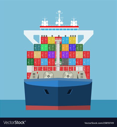 Empty Cargo Container Ship With Front View Vector Image