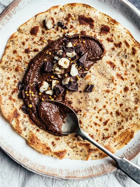 Chocolate Hazelnut Crepes No Refined Sugar GF Vegan Healthy Pancake