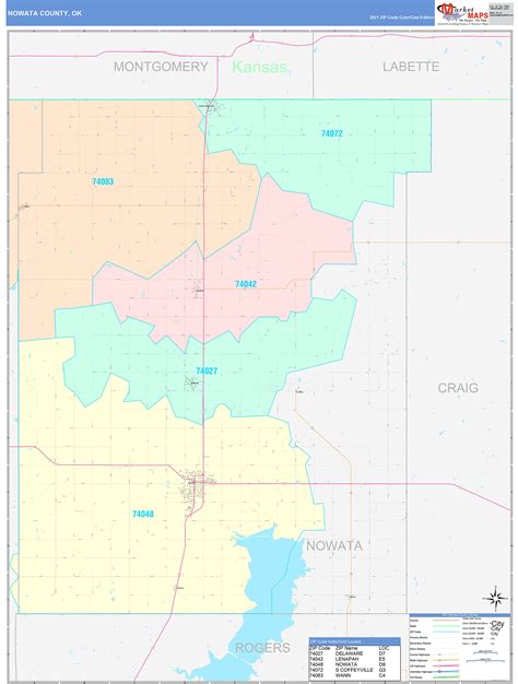 Nowata County Ok Wall Map Color Cast Style By Marketmaps