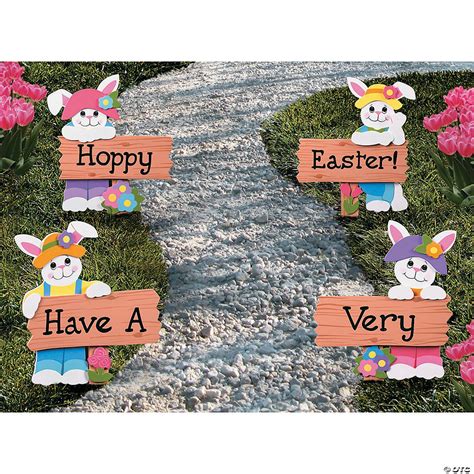 H burlap/wooden turkey welcome sign or yard stake (5) model# 1205004214. "Hoppy Easter!" Yard Stakes - Discontinued