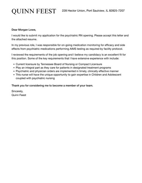 Psychiatric RN Cover Letter | Velvet Jobs