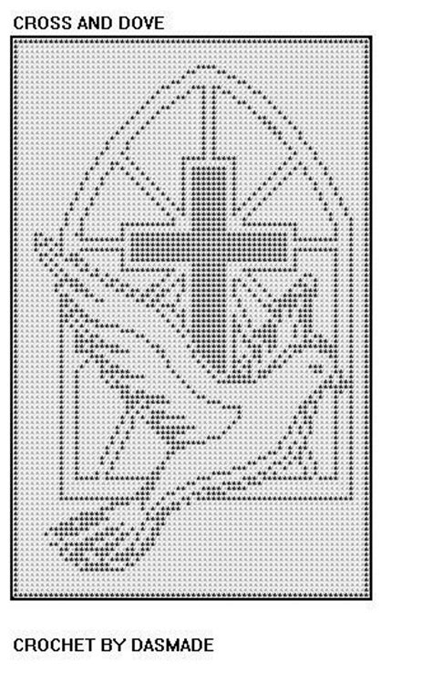 Cross With Dove Filet Crochet Pattern Afghan Wall Hanging Etsy Filet