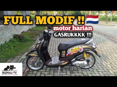 Tidak lupa dengan onderdil besi seprti step belakang, stang setir, rem tangan yang di satu warnakan dengan warna velg. Modifikasi Motor Scoopy Babylook - Arena Modifikasi