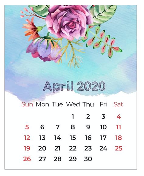 Best April 2020 Calendar In 2020 Cute Calendar Print Calendar