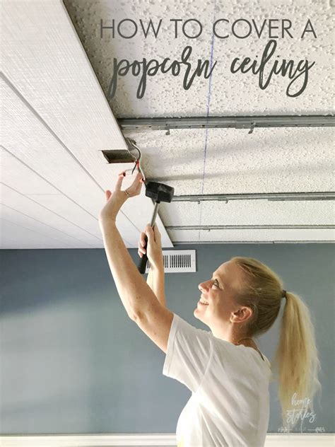 How To Cover A Popcorn Ceiling Using Beautiful Armstrong WoodHaven Planks Covering Popcorn