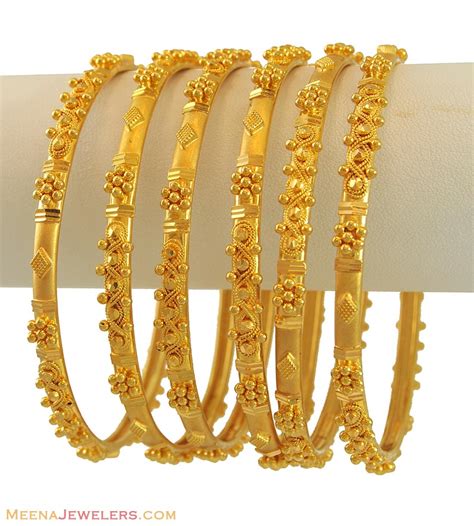 Indian Gold Bangles Set Of 6 Bast10611 22kt Gold Bangles Set Of