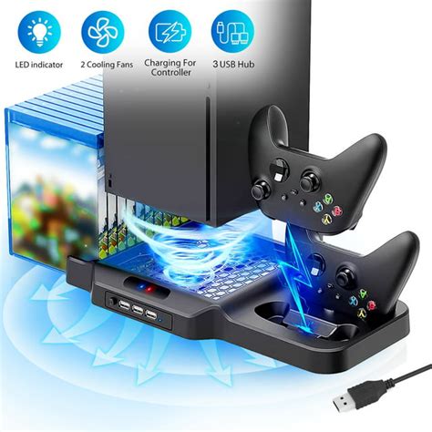 Vertical Stand Fit For Xbox Series Xs With 2 Cooling Fans Eeekit Dual