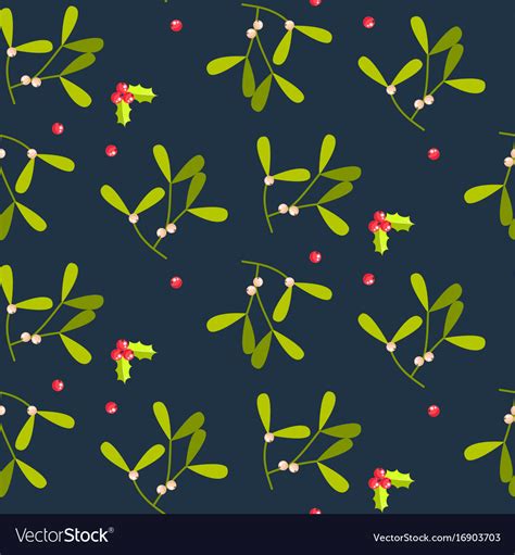 Mistletoe Leaves Seamless Pattern Royalty Free Vector Image