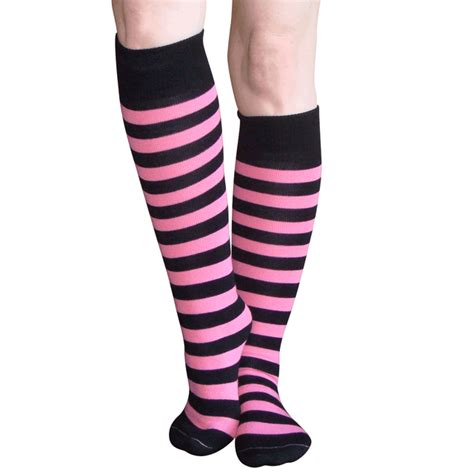 Striped Blackdark Pink Knee High Socks