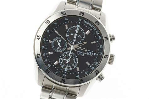 Seiko Chronograph 100m Stainless Steel Wristwatch Watches Wrist