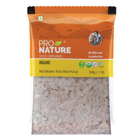 Pro Nature Organic 100 Organic Red Beaten Rice Redpoha500g Amazon
